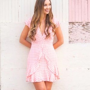 LOST + WANDER Brunch Ruffle Gingham Dress. Small NWT
